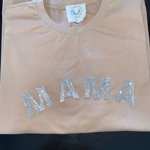 Mama rhinestone oversized tee shirt